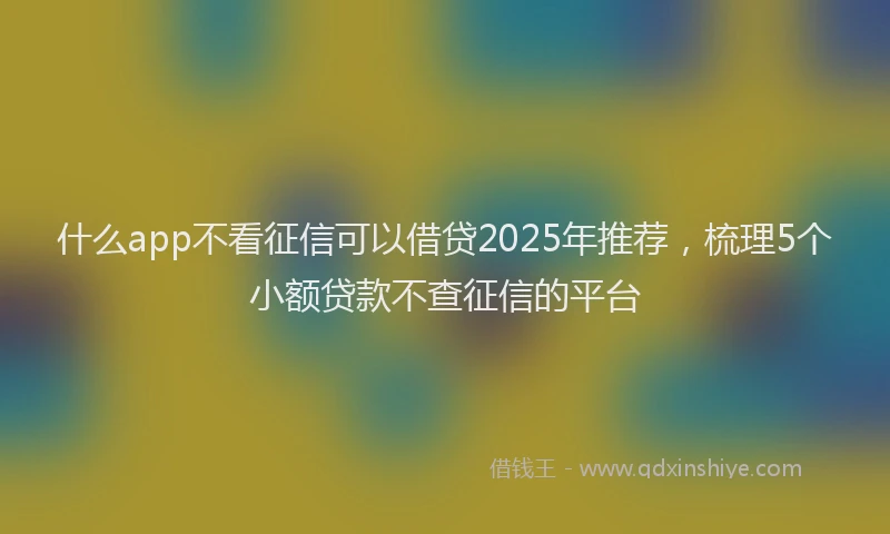 什么app不看征信可以借贷2025年推荐，梳理5个小额贷款不查征信的平台