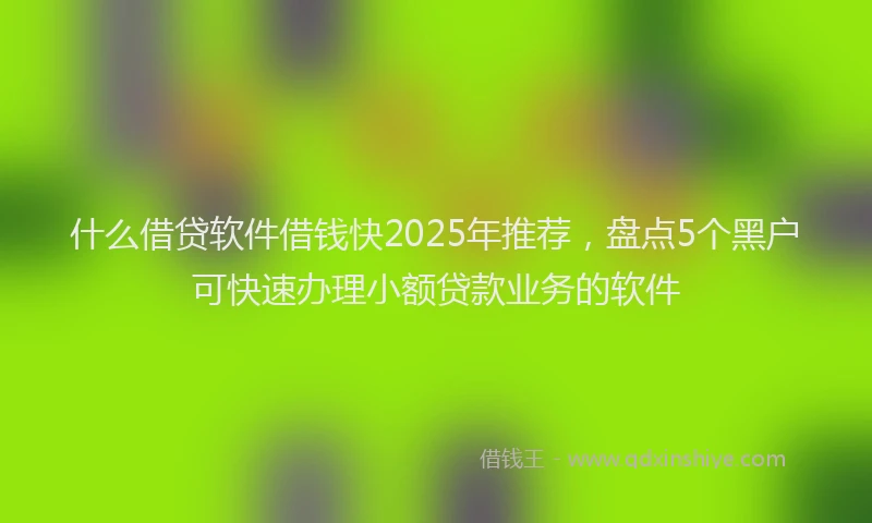 什么借贷软件借钱快2025年推荐，盘点5个黑户可快速办理小额贷款业务的软件