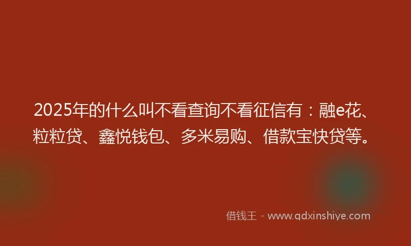 2025年的什么叫不看查询不看征信有:融e花、粒粒贷、鑫悦钱包、多米易购、借款宝快贷等。