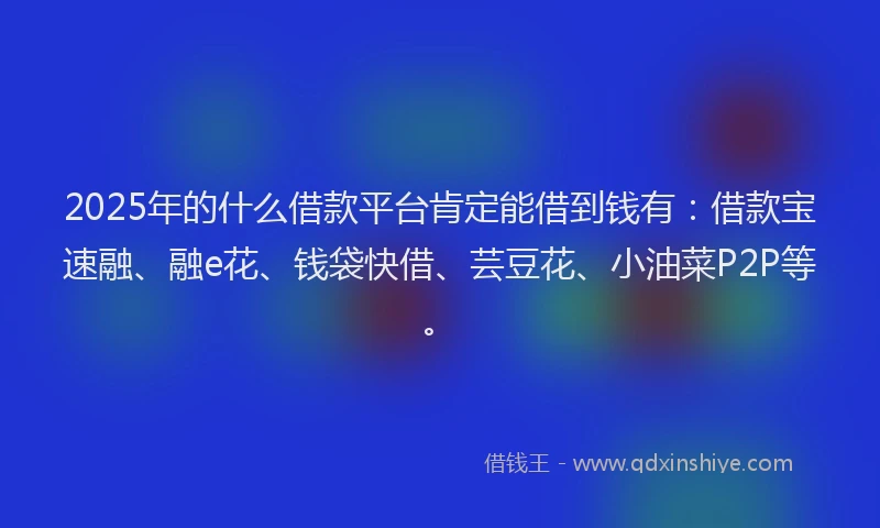 2025年的什么借款平台肯定能借到钱有：借款宝速融、融e花、钱袋快借、芸豆花、小油菜P2P等。
