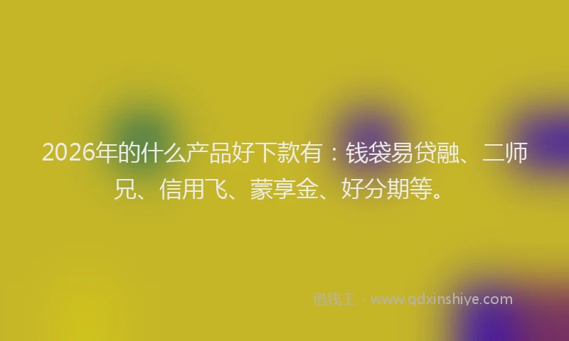 2026年的什么产品好下款有：钱袋易贷融、二师兄、信用飞、蒙享金、好分期等。