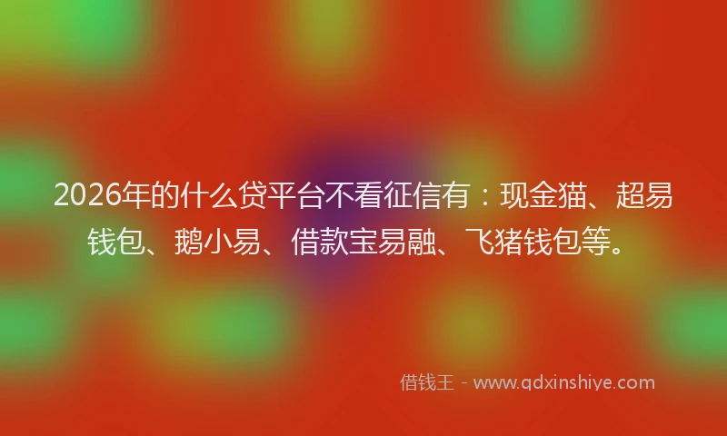 2026年的什么贷平台不看征信有:现金猫、超易钱包、鹅小易、借款宝易融、飞猪钱包等。