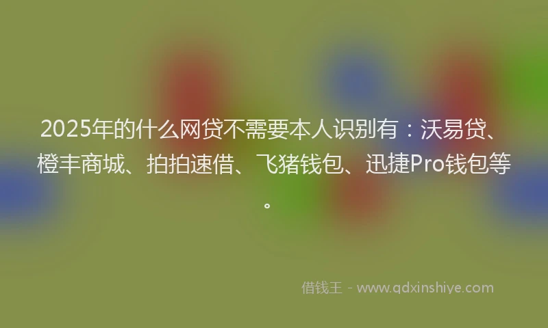 2025年的什么网贷不需要本人识别有：沃易贷、橙丰商城、拍拍速借、飞猪钱包、迅捷Pro钱包等。