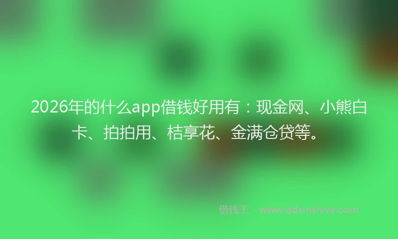 2026年的什么app借钱好用有：现金网、小熊白卡、拍拍用、桔享花、金满仓贷等。
