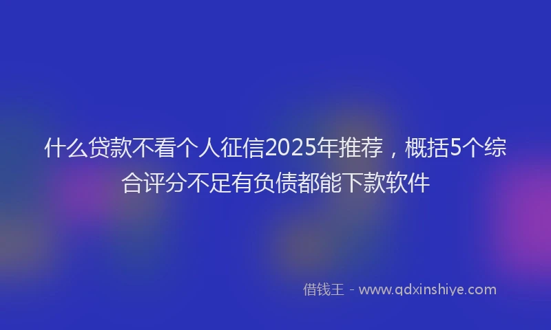 什么贷款不看个人征信2025年推荐，概括5个综合评分不足有负债都能下款软件