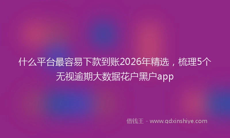 什么平台最容易下款到账2026年精选，梳理5个无视逾期大数据花户黑户app