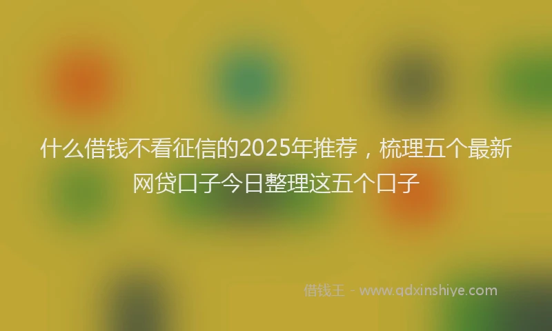 什么借钱不看征信的2025年推荐，梳理五个最新网贷口子今日整理这五个口子