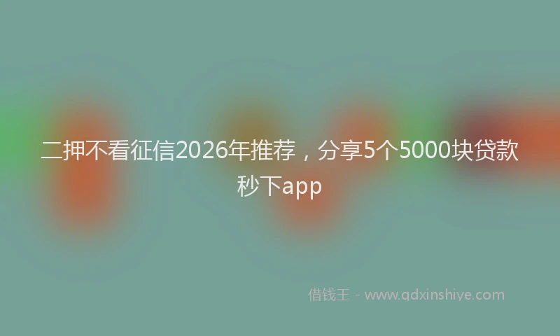 二押不看征信2026年推荐,分享5个5000块贷款秒下app