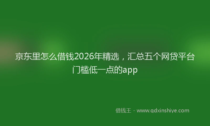 京东里怎么借钱2026年精选,汇总五个网贷平台门槛低一点的app