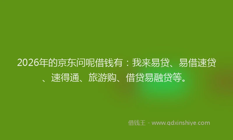 2026年的京东问呢借钱有：我来易贷、易借速贷、速得通、旅游购、借贷易融贷等。