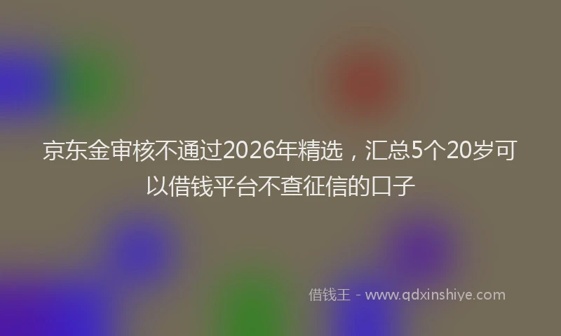 京东金审核不通过2026年精选，汇总5个20岁可以借钱平台不查征信的口子