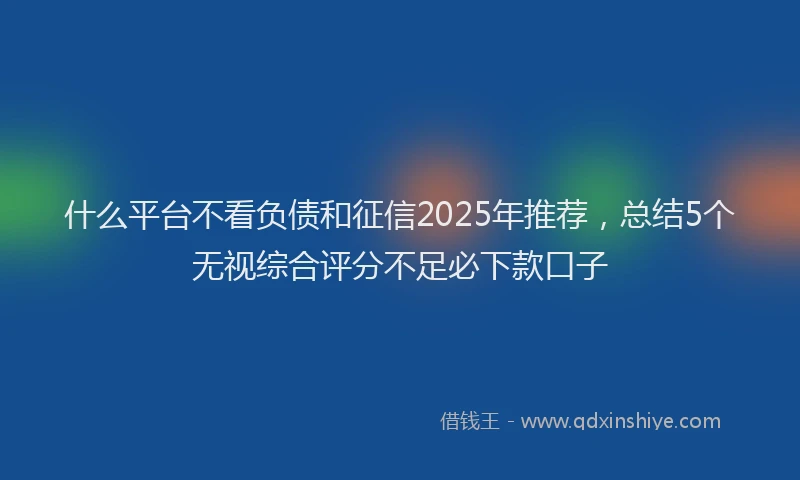 什么平台不看负债和征信2025年推荐，总结5个无视综合评分不足必下款口子