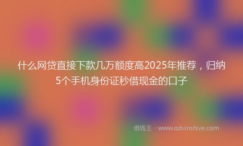 什么网贷直接下款几万额度高2025年推荐，归纳5个手机身份证秒借现金的口子