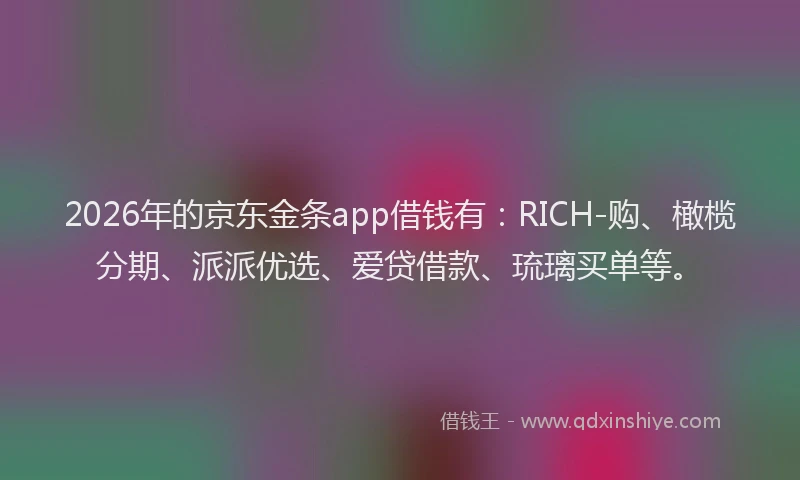 2026年的京东金条app借钱有:RICH-购、橄榄分期、派派优选、爱贷借款、琉璃买单等。