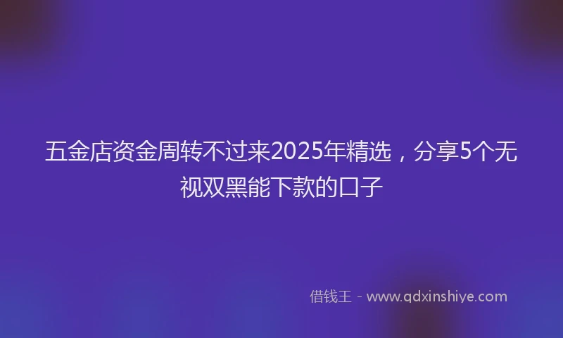 五金店资金周转不过来2025年精选，分享5个无视双黑能下款的口子