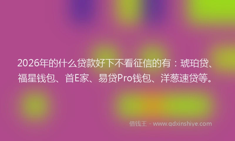 2026年的什么贷款好下不看征信的有：琥珀贷、福星钱包、首E家、易贷Pro钱包、洋葱速贷等。