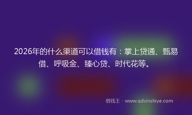 2026年的什么渠道可以借钱有：掌上贷通、甄易借、呼吸金、臻心贷、时代花等。