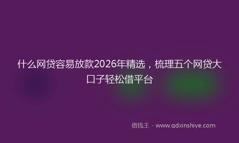 什么网贷容易放款2026年精选，梳理五个网贷大口子轻松借平台