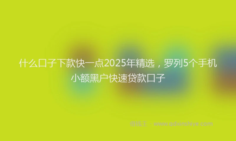 什么口子下款快一点2025年精选，罗列5个手机小额黑户快速贷款口子