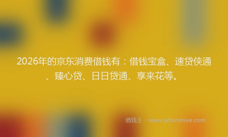 2026年的京东消费借钱有：借钱宝盒、速贷侠通、臻心贷、日日贷通、享来花等。