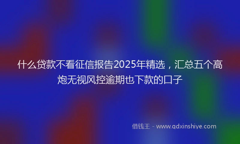 什么贷款不看征信报告2025年精选,汇总五个高炮无视风控逾期也下款的口子