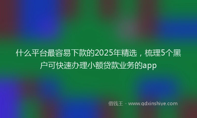 什么平台最容易下款的2025年精选，梳理5个黑户可快速办理小额贷款业务的app