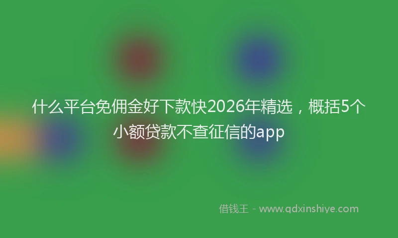 什么平台免佣金好下款快2026年精选,概括5个小额贷款不查征信的app