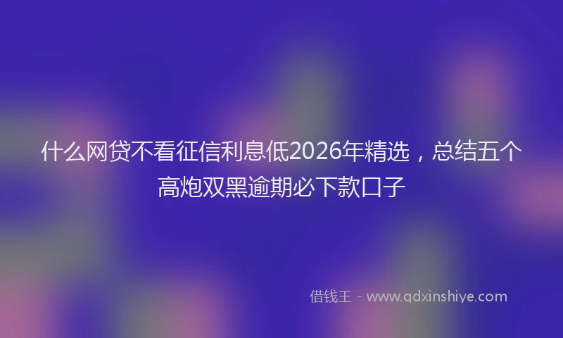 什么网贷不看征信利息低2026年精选，总结五个高炮双黑逾期必下款口子