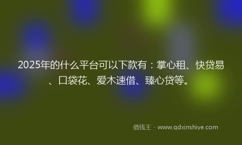 2025年的什么平台可以下款有：掌心租、快贷易、口袋花、爱木速借、臻心贷等。