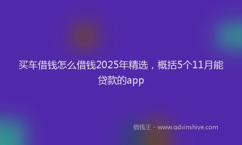 买车借钱怎么借钱2025年精选，概括5个11月能贷款的app