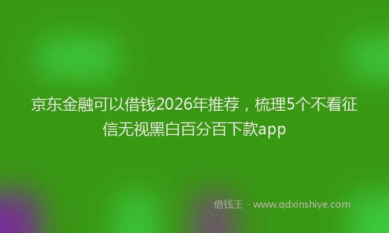 京东金融可以借钱2026年推荐，梳理5个不看征信无视黑白百分百下款app