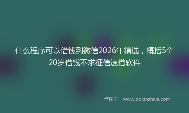 什么程序可以借钱到微信2026年精选，概括5个20岁借钱不求征信速借软件