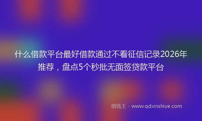 什么借款平台最好借款通过不看征信记录2026年推荐，盘点5个秒批无面签贷款平台
