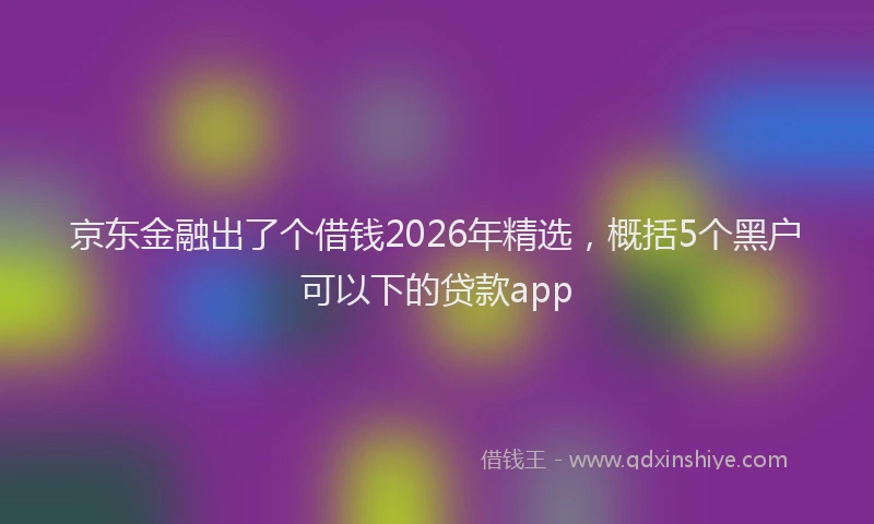 京东金融出了个借钱2026年精选，概括5个黑户可以下的贷款app