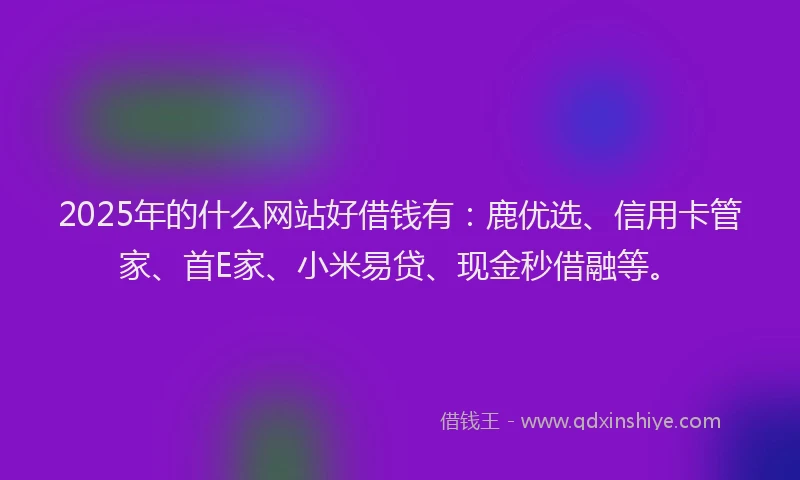 2025年的什么网站好借钱有：鹿优选、信用卡管家、首E家、小米易贷、现金秒借融等。