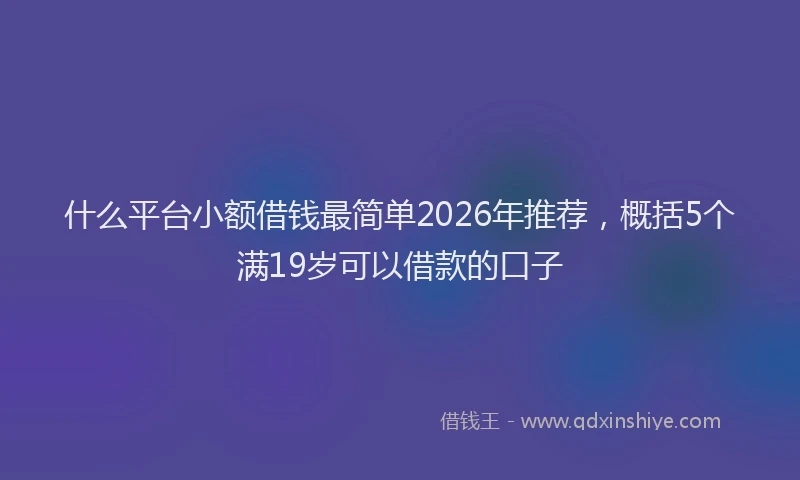 什么平台小额借钱最简单2026年推荐，概括5个满19岁可以借款的口子