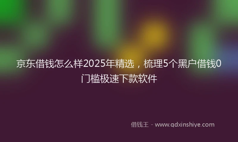 京东借钱怎么样2025年精选，梳理5个黑户借钱0门槛极速下款软件