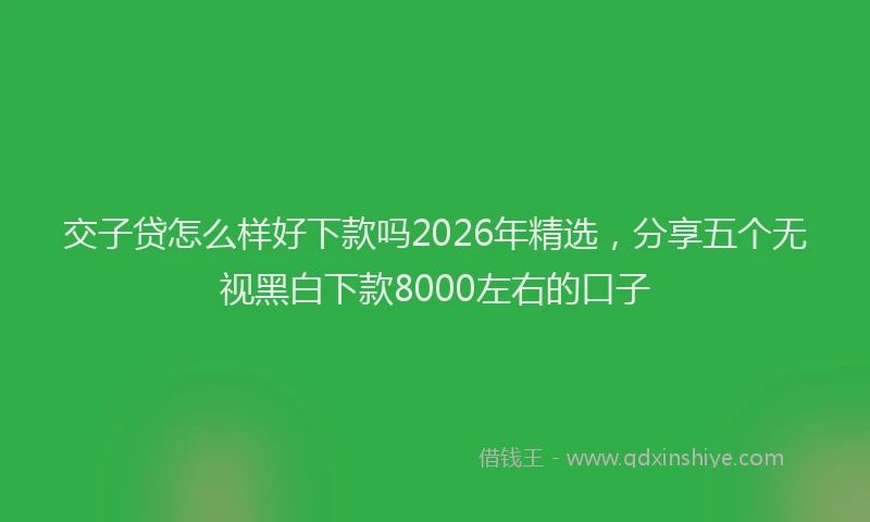 交子贷怎么样好下款吗2026年精选，分享五个无视黑白下款8000左右的口子