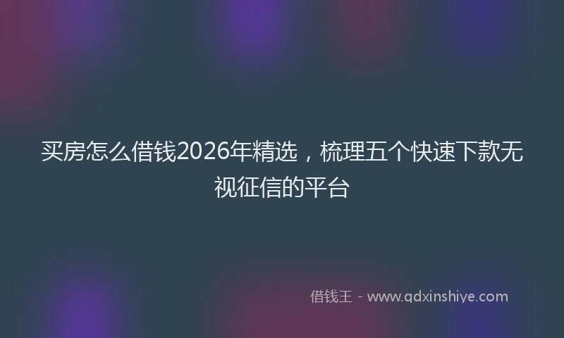 买房怎么借钱2026年精选,梳理五个快速下款无视征信的平台
