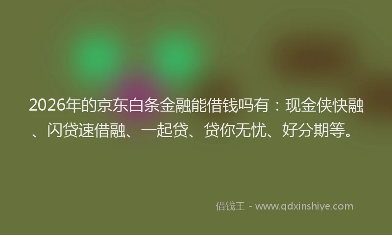 2026年的京东白条金融能借钱吗有:现金侠快融、闪贷速借融、一起贷、贷你无忧、好分期等。