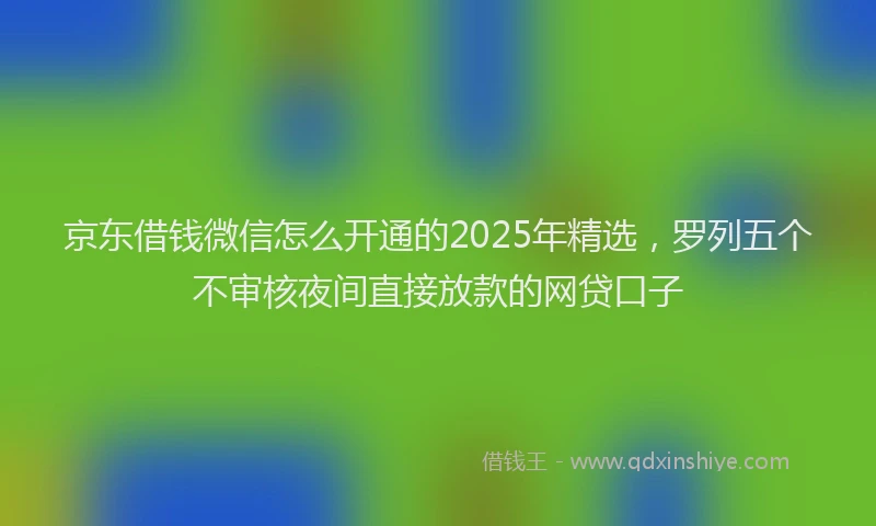 京东借钱微信怎么开通的2025年精选，罗列五个不审核夜间直接放款的网贷口子
