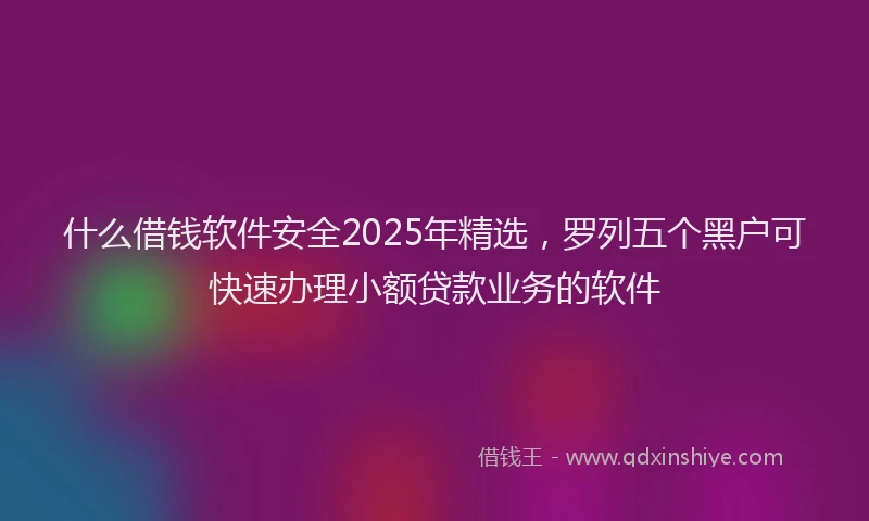 什么借钱软件安全2025年精选，罗列五个黑户可快速办理小额贷款业务的软件