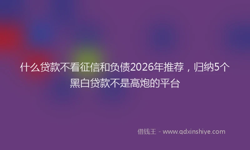 什么贷款不看征信和负债2026年推荐，归纳5个黑白贷款不是高炮的平台