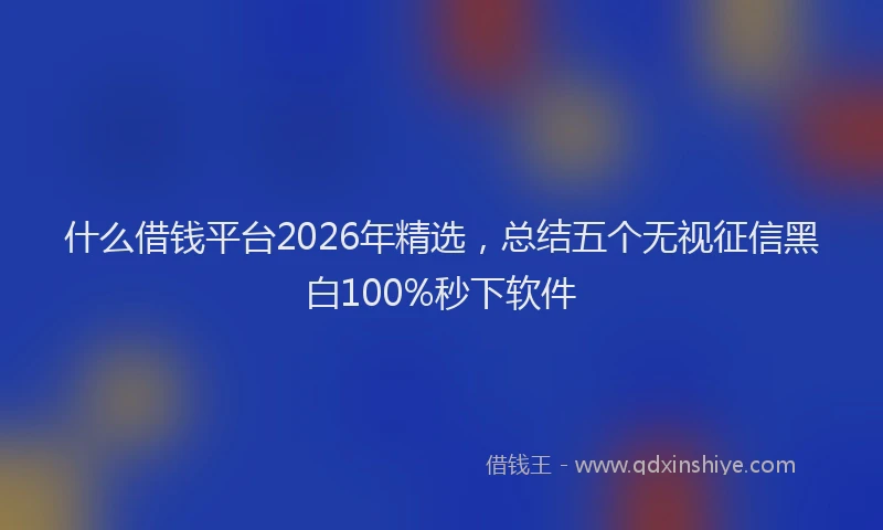 什么借钱平台2026年精选,总结五个无视征信黑白100%秒下软件