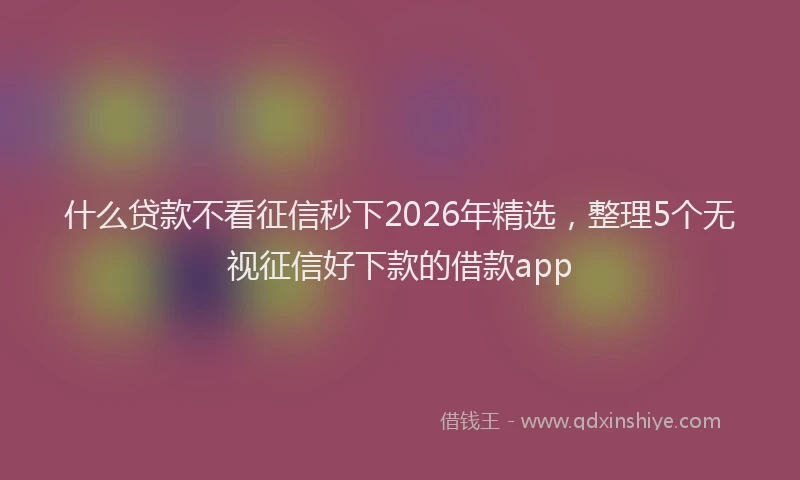 什么贷款不看征信秒下2026年精选,整理5个无视征信好下款的借款app