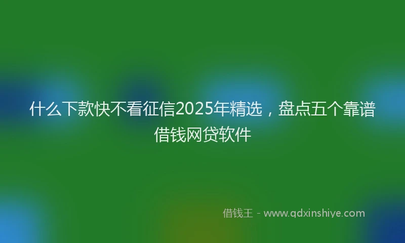 什么下款快不看征信2025年精选,盘点五个靠谱借钱网贷软件