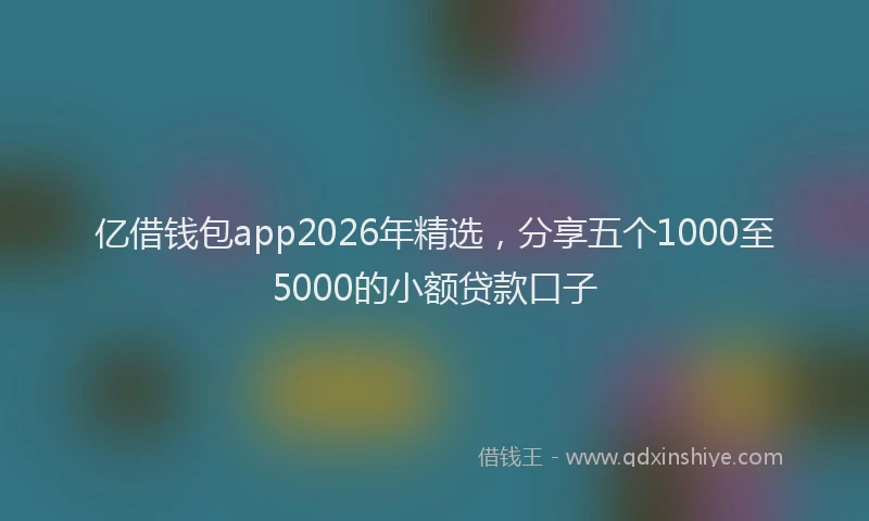 亿借钱包app2026年精选,分享五个1000至5000的小额贷款口子