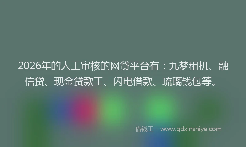 2026年的人工审核的网贷平台有：九梦租机、融信贷、现金贷款王、闪电借款、琉璃钱包等。