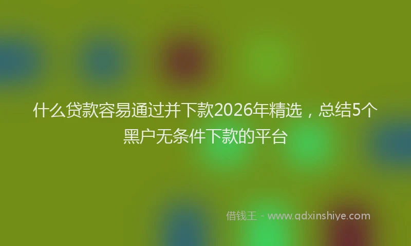 什么贷款容易通过并下款2026年精选，总结5个黑户无条件下款的平台