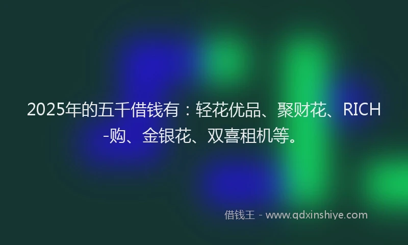 2025年的五千借钱有:轻花优品、聚财花、RICH-购、金银花、双喜租机等。